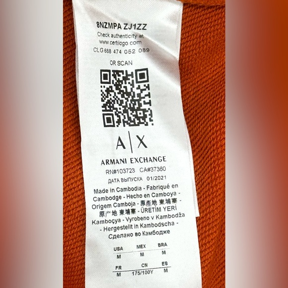 Armani Exchange Light Orange Crew neck sweatshirt - Picture 9 of 9